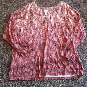 Studio Feather Print Top in Pink and Black